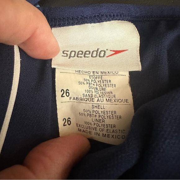 Speedo Women's Swimsuit Racerback Swimsuit Blue Black White Print School Size 26 - Picture 4 of 4